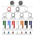 TSAR-BOMBA-Atomic-TB8218D-zirconia-diamond-set_7-in-2. Set includes 1 automatic watch core and 1 quartz watch core and  4 zirconia diamond bezel and 4 carbon fiber bezel and 7 fluororubber strap and 7crown. Utilizes TSAR BOMBA’s patented technology for interchangeable straps, bezels, and crowns. Quickly swap modules without tools—since your watch can change its style, why buy another one?