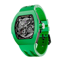 TSAR BOMBA Atomic TB8218F,stainless steel case and-Fluororubber-bezel , fluororubber strap.japan miyota automatic movement.skeleton dail design.- Green
