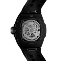 TSAR BOMBA Atomic automatic-skeleton-tonneau-men-watch-TB8218cf-Rear-view; Features a carbon fiber bezel and an interchangeable fluoro-rubber strap. Incorporates TSAR BOMBA’s patented technology, allowing for interchangeable straps, bezels, and crowns. Quickly swap modules without tools—since your watch can change its style, why buy another one?