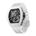 TSAR BOMBA Atomic TB8218F,stainless steel case and-Fluororubber-bezel , fluororubber strap.japan miyota automatic movement.skeleton dail design.- White bezel and white crown