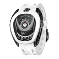 tsarbomba wathces TB8213;white 316Lstainless steel bezel and 316L stainless steel balck case and white strap;japan automatic movement watches-45° side view