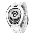 tsarbomba wathces TB8213;white 316Lstainless steel bezel and 316L stainless steel silver case and white strap;japan automatic movement watches--45°side view
