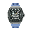 The TB8216 is a Tsarbomba watch featuring a carbon fiber bezel, a titanium case, and a black fluororubber strap, with interchangeable bezel, strap, and crown.limitde edition wathces--front view