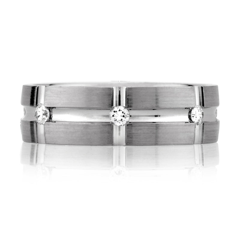 A. Jaffe Grooved Modern Men's Diamond Ring