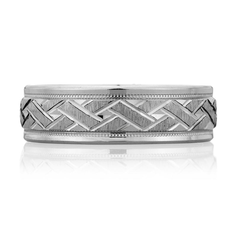 A. Jaffe Grooved Modern Men's Diamond Ring