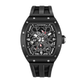 TSAR BOMBA Elemental TB8212 Skeleton Automatic Mechanical Watch. Powered by a Seiko Epson automatic movement, the full ceramic case is lightweight, skin-friendly.  It features Grade A luminescent coating, a scratch-resistant sapphire crystal, and a fluororubber strap. Water-resistant to 50 meters (5 ATM).--front view