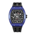 tsarbomba watches TB8212C blue ceramic bezel and black ceramic case and black strap;miyota automatic movement-front view