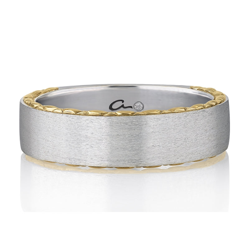 A. Jaffe Two Tone Straight Men's Band with A.JAFFE Iconic Quilts Trim