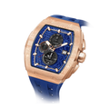  TSAR BOMBA Elemental TB8211Q Stainless Steel Tonneau Chronograph Watch. Features a stainless steel case and a precision-machined quartz movement. The textured dial integrates date display and chronograph function. A 1/20th-second counter is located at 12 o'clock, the date display at 3 o'clock, the hour/minute counter at 6 o'clock, and the seconds counter at 9 o'clock.