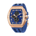 TSAR BOMBA Elemental TB8211Q Stainless Steel Tonneau Chronograph Watch. Features a stainless steel case and a precision-machined quartz movement. The textured dial integrates date display and chronograph function. A 1/20th-second counter is located at 12 o'clock, the date display at 3 o'clock, the hour/minute counter at 6 o'clock, and the seconds counter at 9 o'clock.---Left three-quarter view