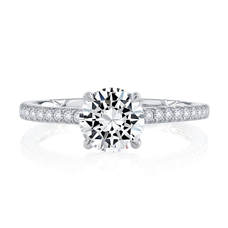 A. Jaffe Four Prong Engagement Ring with Diamond Band