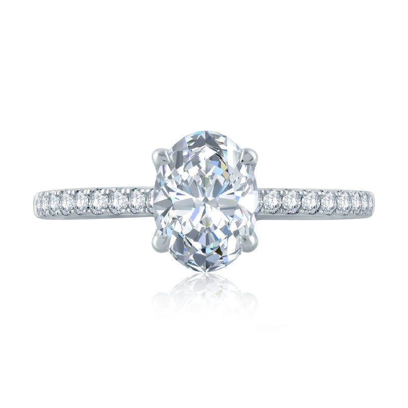 A. Jaffe Oval Center Draped Gallery Solitaire Engagement Ring
