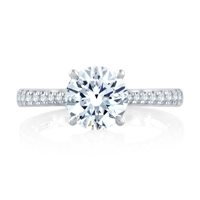 A. Jaffe Cross-Over Round Center Diamond Engagement Ring