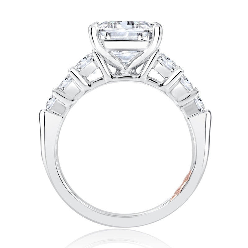 A. Jaffe Four Prong Seven Stone Asscher Diamond Engagement Ring