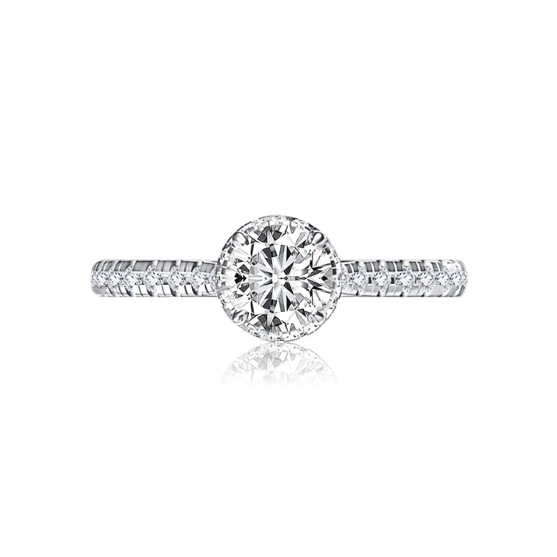 A. Jaffe Hidden Halo Round Center Diamond Engagement Ring with Diamond Band