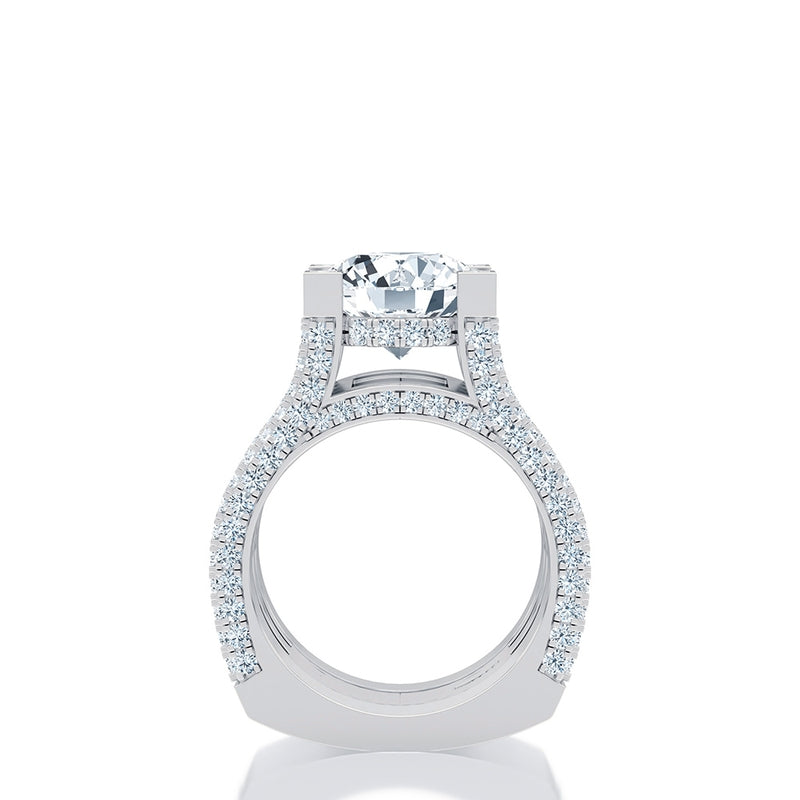 A. Jaffe Diamond Studded Four Row Round Stone Diamond Engagement Ring