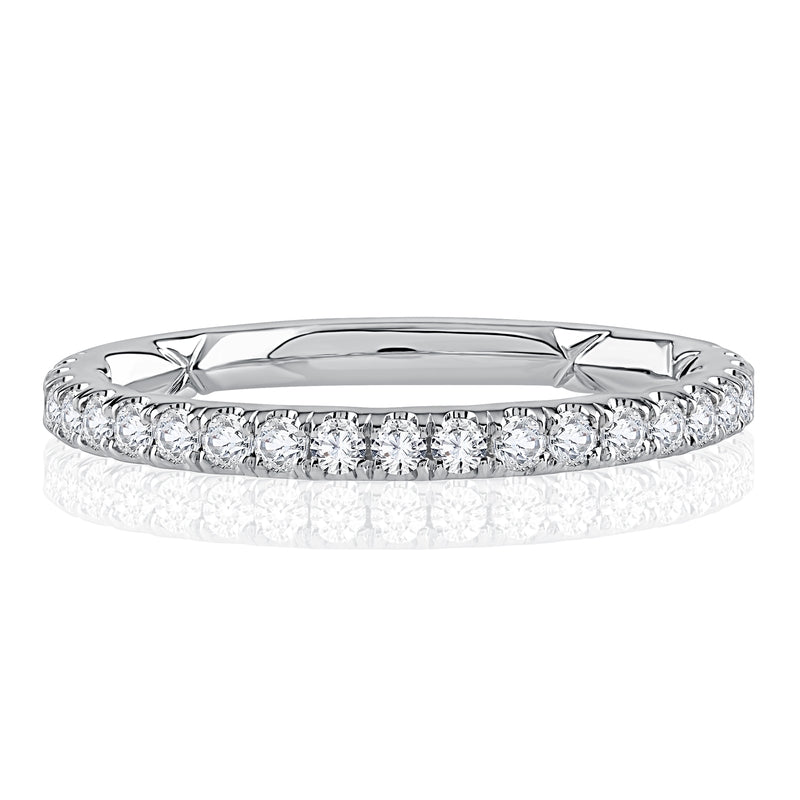 A. Jaffe Classic Diamond Pave Wedding Band with Quilted Interior