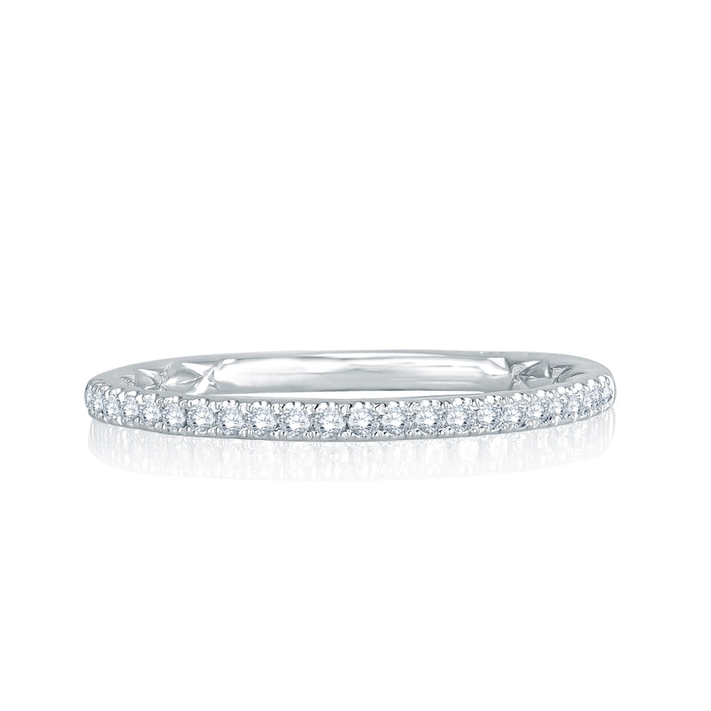 A. Jaffe Modified Vintage French Pave Quilted Wedding Band