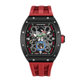 tsarbomba watches TB8212C black ceramic bezel and black cceramic case and red strap;miyota automatic movement--front view