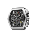 The Multifunction dial design, the multifunction dial features a chronograph minute sub-dial at the 12 o'clock position, a date display between the 4 and 5 o'clock positions, a seconds sub-dial at the 6 o'clock position, and an hour chronograph sub-dial at the 9 o'clock position.