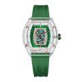  TSAR BOMBA Nucleus femme 02 Mother-of-Pearl Women’s Watch. The case is crafted from stainless steel, and the dial features natural mother-of-pearl: the dial is made of exquisite mother-of-pearl, which displays a rich and soft iridescent sheen under varying light conditions. With a transparent bezel. It is powered by a Swiss Ronda quartz movement. The watch is extremely lightweight (only about 45 grams), making it very comfortable for everyday wear. -front view