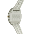 TSAR BOMBA Nucleus femme 03 Ceramic Ladies' Watch. Features a ceramic case and a ceramic dial set with a zirconia diamond. Powered by a Swiss Ronda quartz movement. Extremely lightweight (approximately 60 grams). Equipped with Grade A luminous coating, scratch-resistant sapphire crystal, and a replaceable fluoroelastomer strap. Water resistant to 50 meters (5 ATM). Ghost Grey theme.--Rear-view