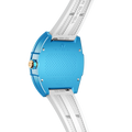 TSAR BOMBA Nucleus femme 03 Ceramic Ladies' Watch. Features a ceramic case and a ceramic dial set with a zirconia diamond. Powered by a Swiss Ronda quartz movement. Extremely lightweight (approximately 60 grams). Equipped with Grade A luminous coating, scratch-resistant sapphire crystal, and a replaceable fluoroelastomer strap. Water resistant to 50 meters (5 ATM). blue bezel and white strap.--
Rear-view