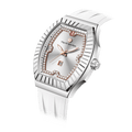 The TSARBOMBA luxury women’s watch Nucleus Femme 03-TB8231 is a trendy timepiece for women, equipped with a Swiss Ronda quartz movement that ensures stable timekeeping and requires minimal maintenance, a 316L stainless steel silver bezel and case, and a dial featuring zirconia (diamonds) arranged in a butterfly shape,green strap, white strap.