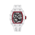 tsarbomba watches TB8208C;white red ceramic bezel and black 316L stainless steel case and blue strap;miyota automatic movement;ceramic watches-front view