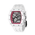 tsarbomba watches TB8208C;white red ceramic bezel and black 316L stainless steel case and blue strap;miyota automatic movement;ceramic watches-45°side view